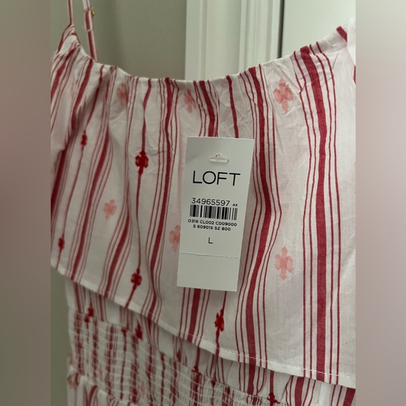 NWT Loft Striped Ruffle Strappy Midi Dress - Picture 8 of 8